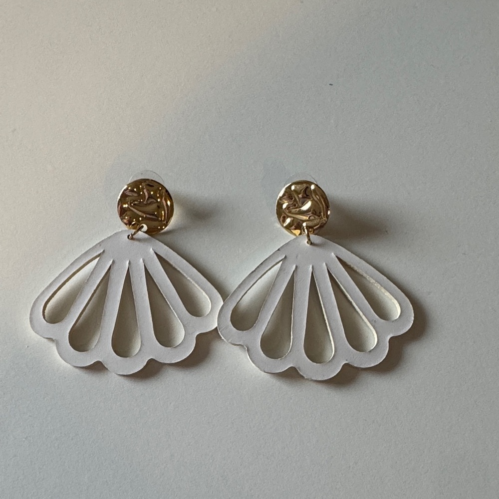Nickel & Suede Shell Earrings